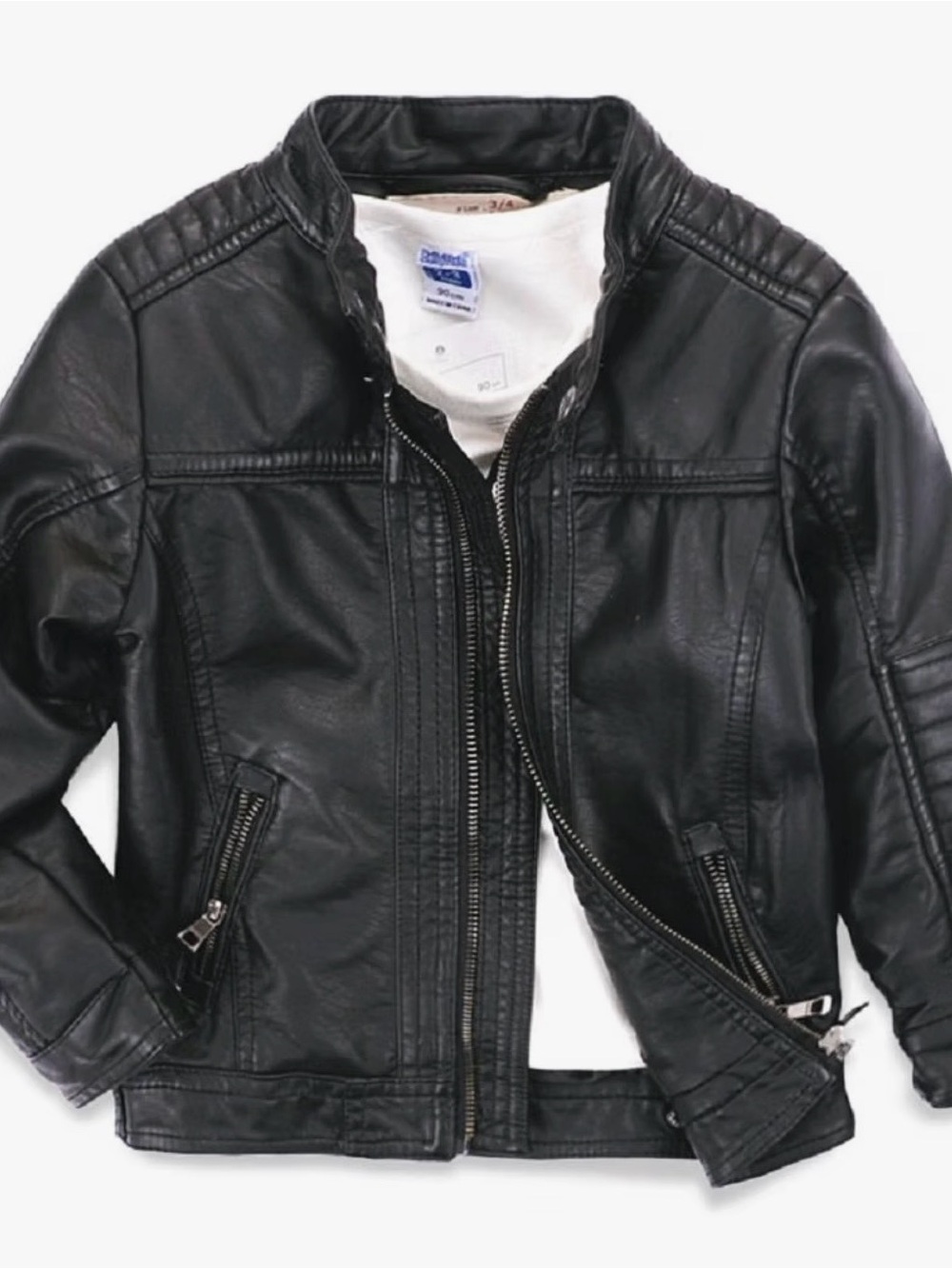 Kids Black Faux Leather Moto Jacket -